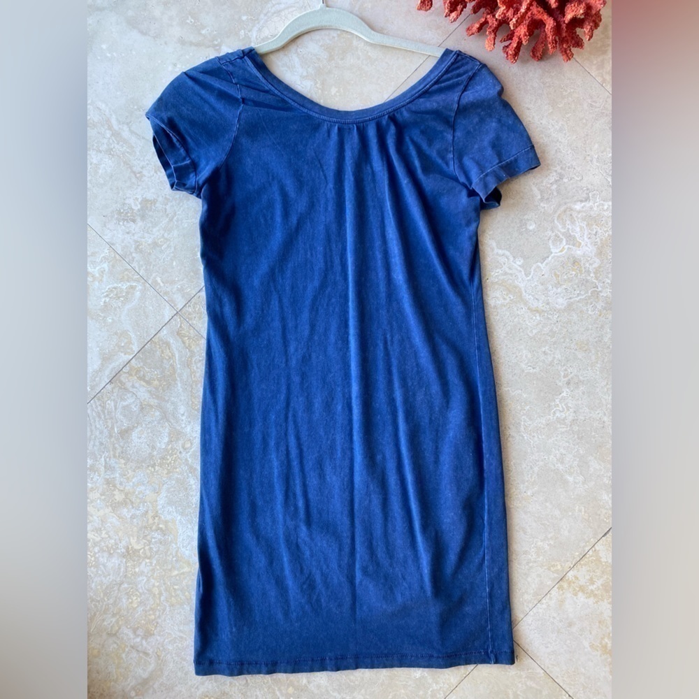 Zara Trafaluc Blue Washed Short Sleeve Fitted Stretch Mini T Shirt Dress - M